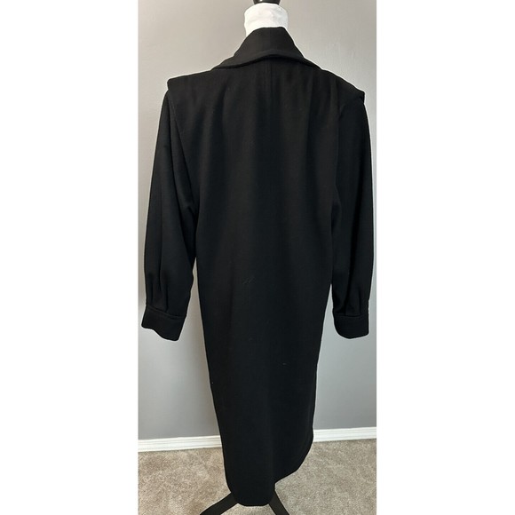 CAROL HORN VTG 100% Wool Black OverCoat Shawl Collar Lined Long Jacket Sz 10 EUC - Picture 4 of 8